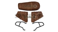 Royal Enfield GT and Interceptor 650cc Leather Dual Seat With Pannier Bags with Mounting - SPAREZO